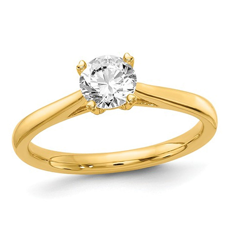 1/2 Carat (ctw VS2-SI1D-E-F) Lab Grown Diamond Solitaire Engagement Ring in 14K Yellow Gold Image 1