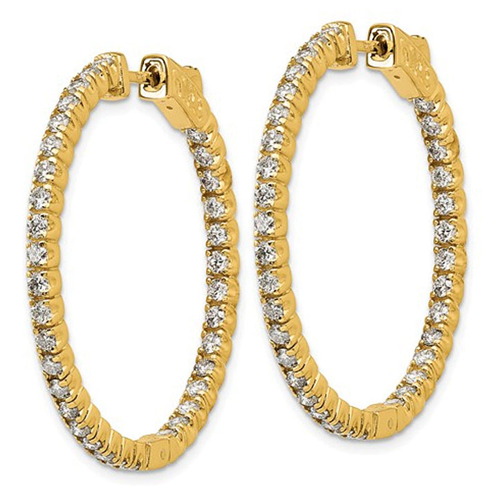 1.95 Carat (ctw VS2-SI1E-F) Lab Grown Diamond Hoop Earrings in 14K Yellow Gold Image 4