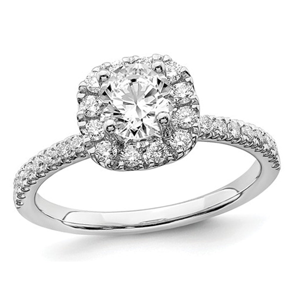 3/4 Carat (ctw G-H-I SI1-SI2) Lab Grown Diamond Engagement Halo Ring in 14K White Gold Image 1