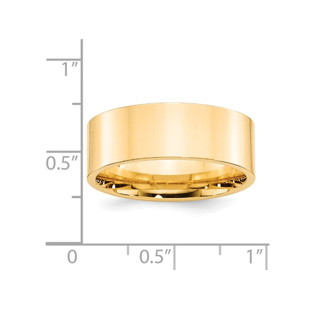 Mens 14K Yellow Gold 8mm Flat Comfort Fit Wedding Band Ring Image 2