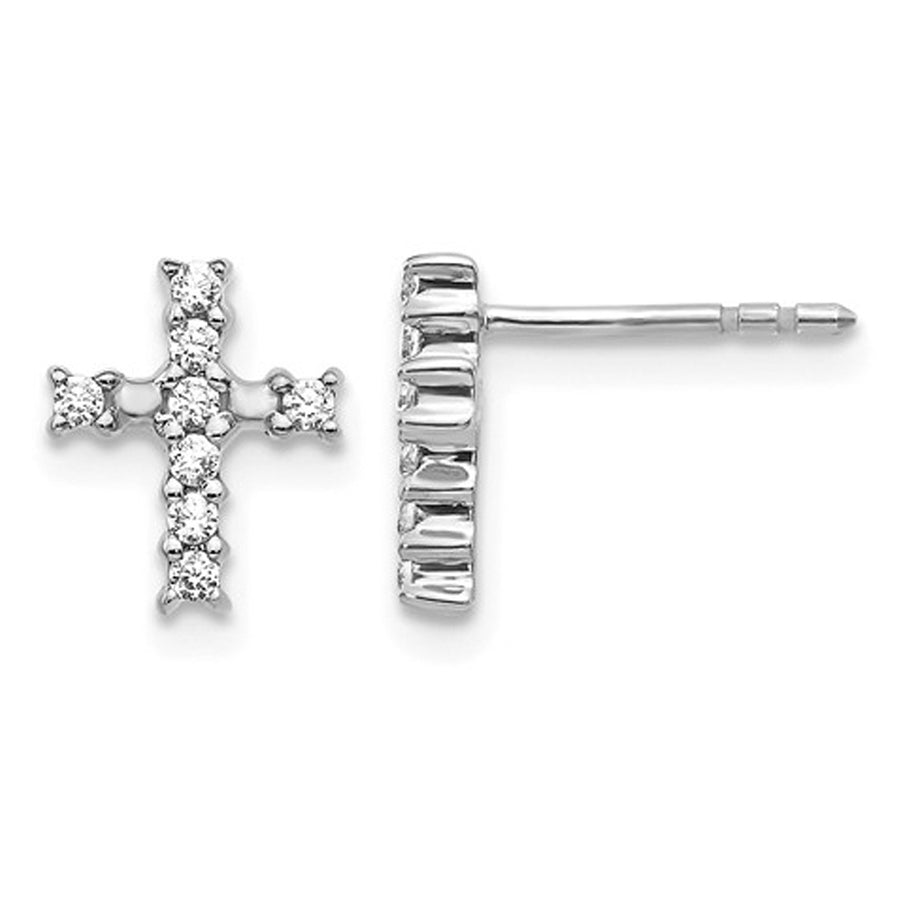 1/5 Carat (ctw G-H-ISI1-SI2) Lab Grown Diamond Cross Earrings in 14K White Gold Image 1