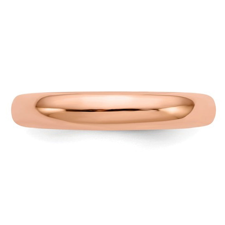 Ladies 14K Rose Pink Gold 4mm Polished Wedding Band Ring Image 2