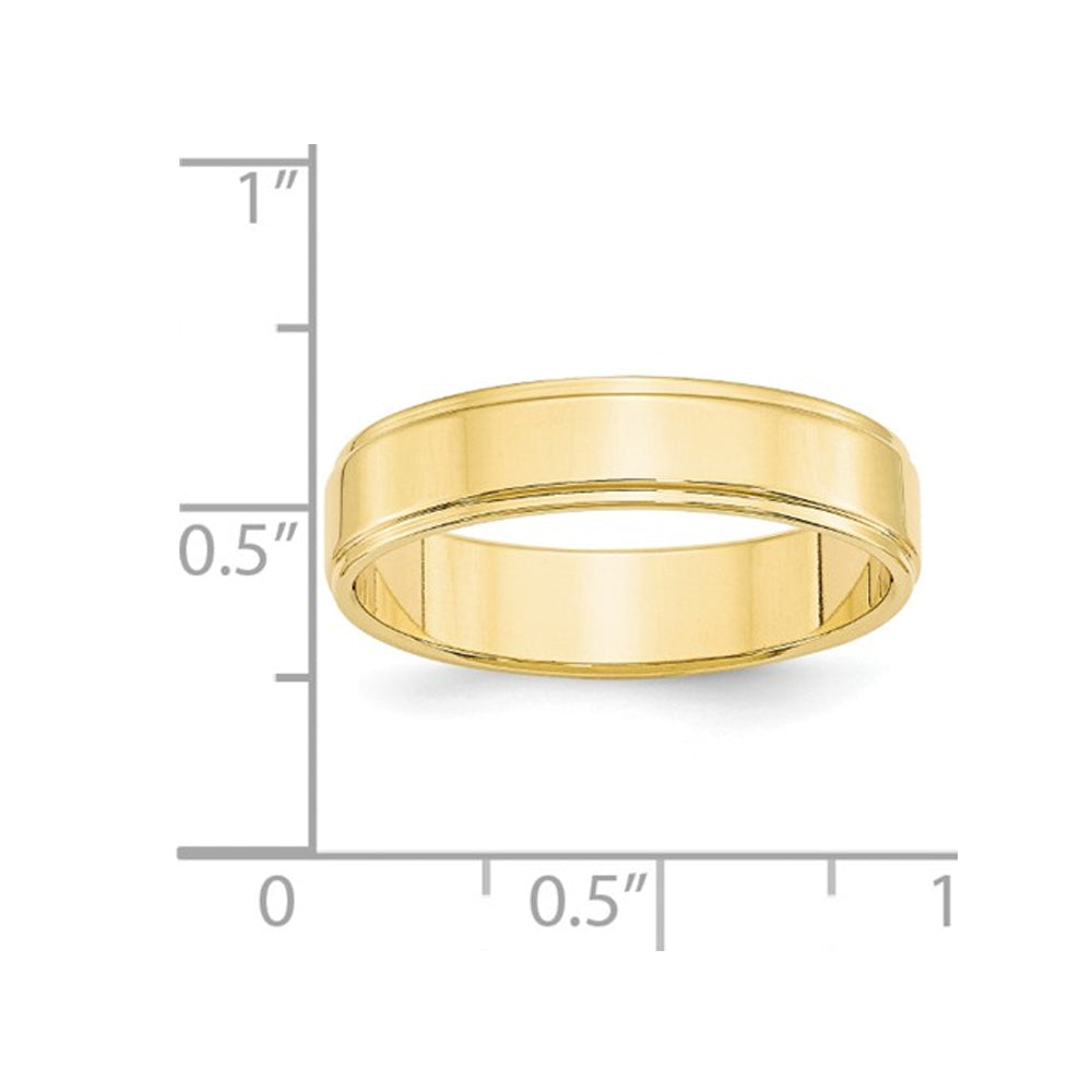 Ladies or Mens 10K Yellow Gold 5mm Flat Wedding Band Ring with Step Edge Image 2