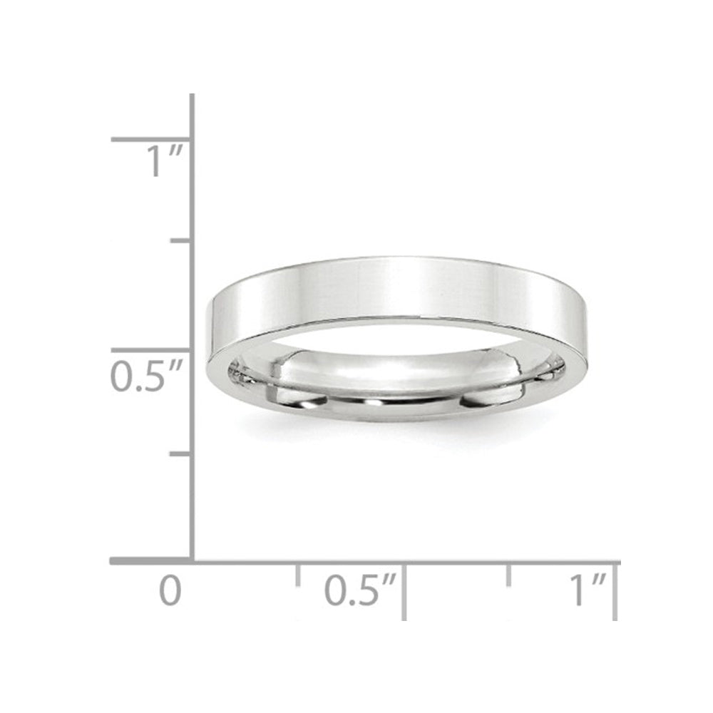 Mens 10K White Gold 4mm Flat Comfort Fit Wedding Band Ring Image 2