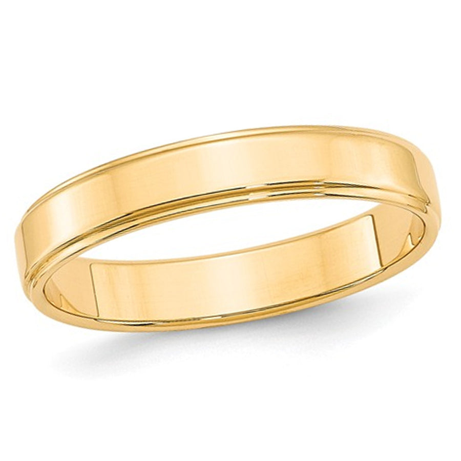 14K Yellow Gold 4mm Flat Wedding Band Ring with Step Edge Image 1