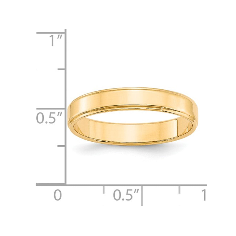 14K Yellow Gold 4mm Flat Wedding Band Ring with Step Edge Image 2