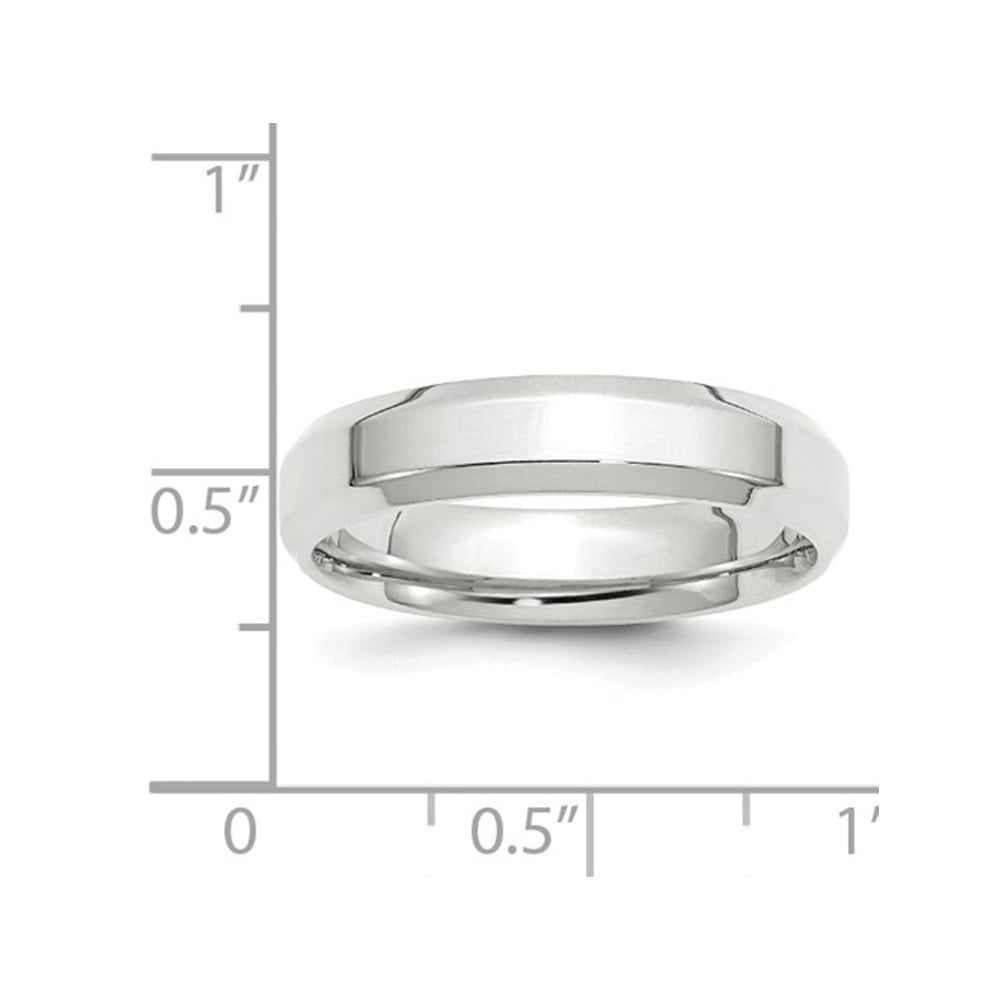 Ladies or Mens 10K White Gold 5mm Comfort Fit Wedding Band Ring with Bevel Edge Image 2