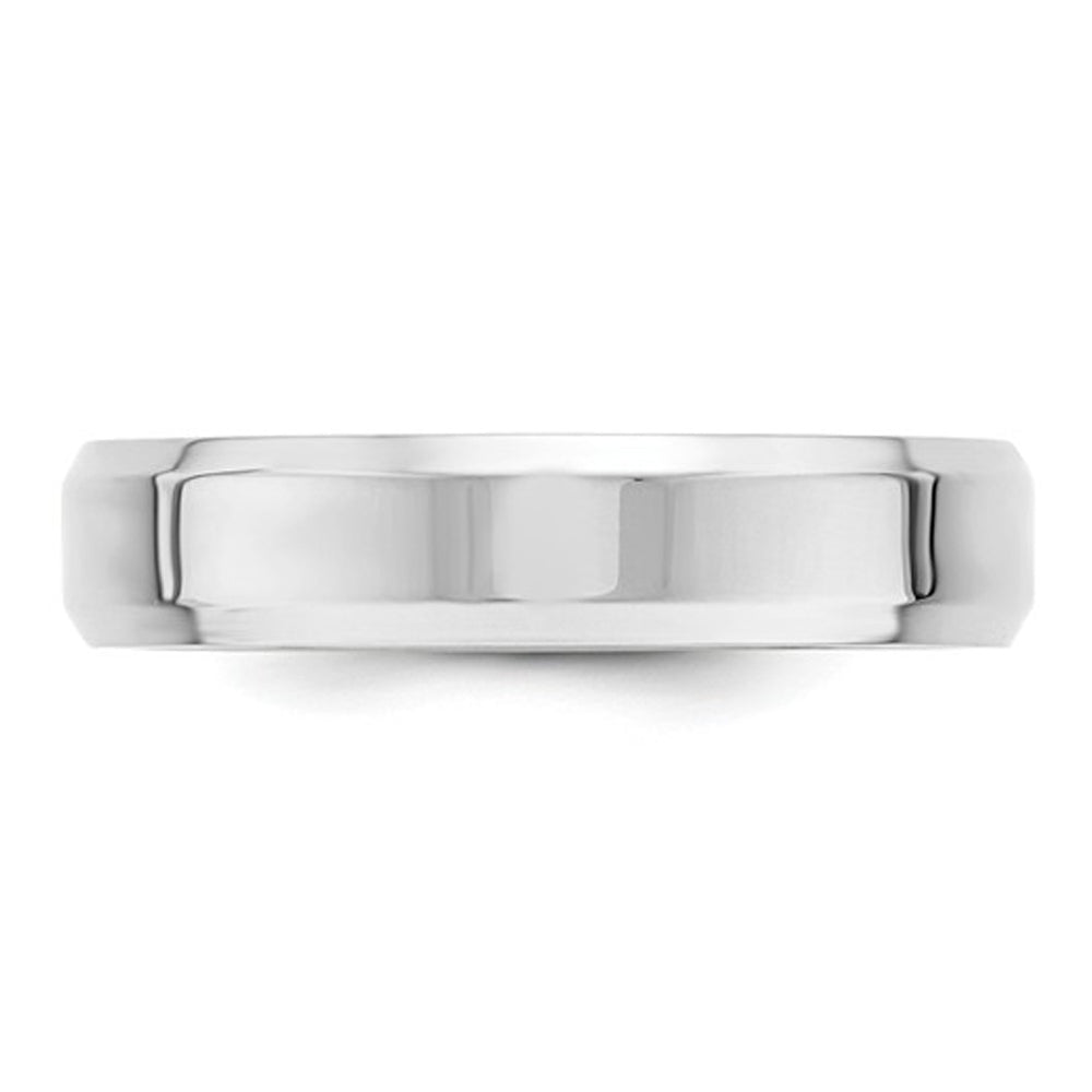 Ladies or Mens 10K White Gold 5mm Comfort Fit Wedding Band Ring with Bevel Edge Image 3