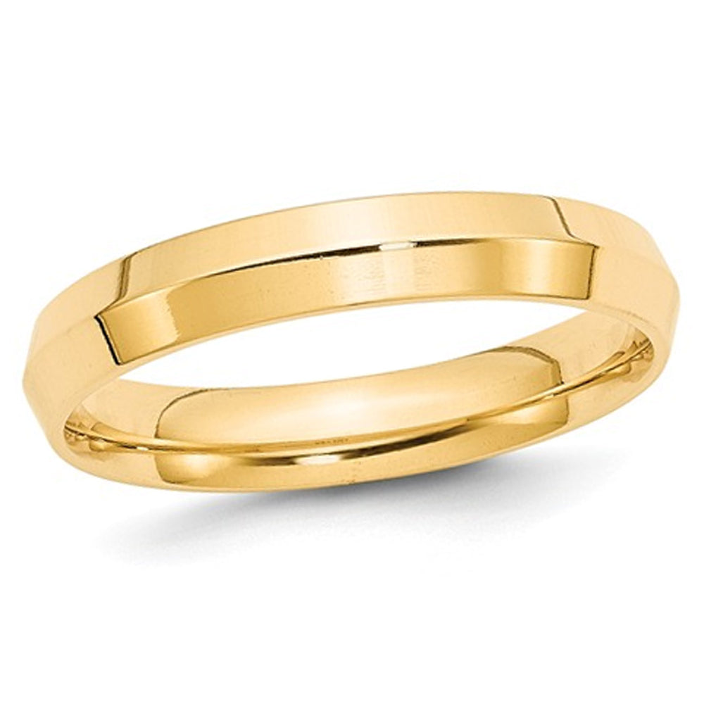 Ladies or Mens 14K Yellow Gold 4mm Comfort Fit Wedding Band Ring with Knife Edge Image 1