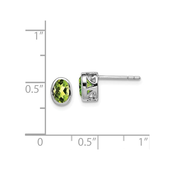 2/5 Carat (ctw) Green Peridot Solitaire Stud Earrings in Sterling Silver Image 2