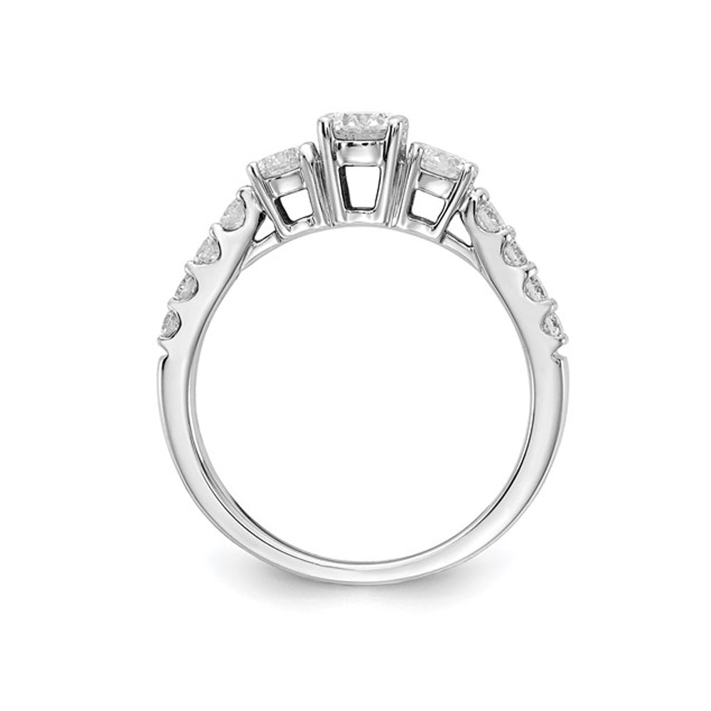 1.00 Carat (ctw SI1-SI2G-H-I) Lab Grown Diamond Three Stone Engagement Ring in 14K White Gold Image 3