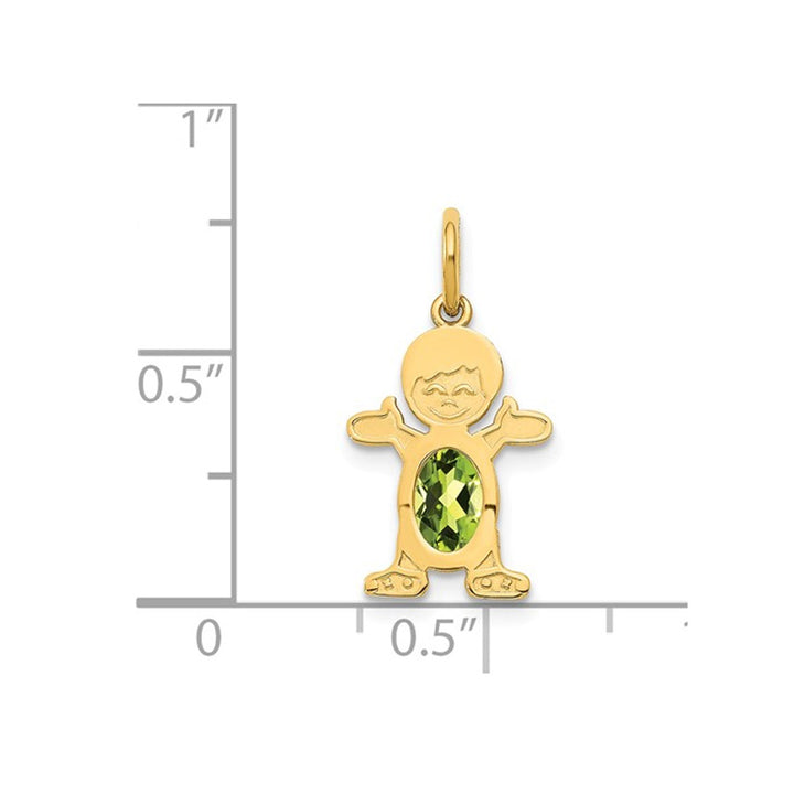 6x4mm Natural Peridot Little Baby Boy Charm Pendant Necklace in 14K Yellow Gold Image 2