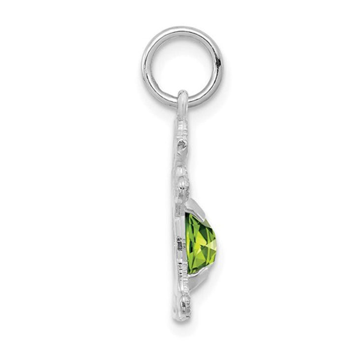 6x4mm Natural Peridot Little Baby Girl Charm Pendant Necklace in 14K White Gold Image 3