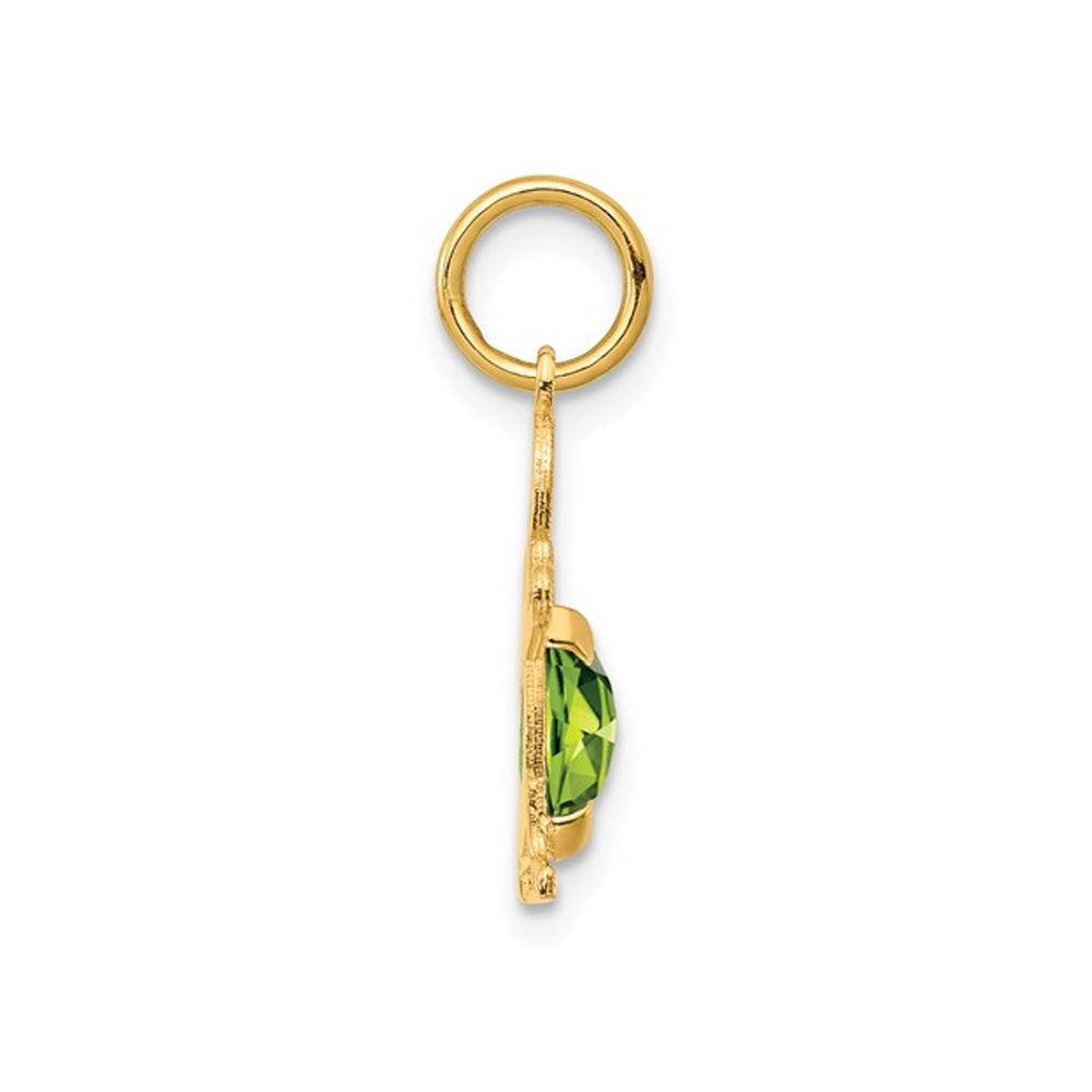 6x4mm Natural Peridot Little Baby Boy Charm Pendant Necklace in 14K Yellow Gold Image 3