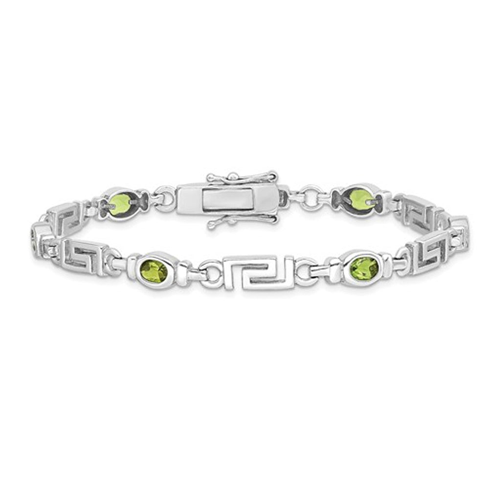 1/3 Carat (ctw) Peridot Greek Key Bracelet in Sterling Silver Image 1