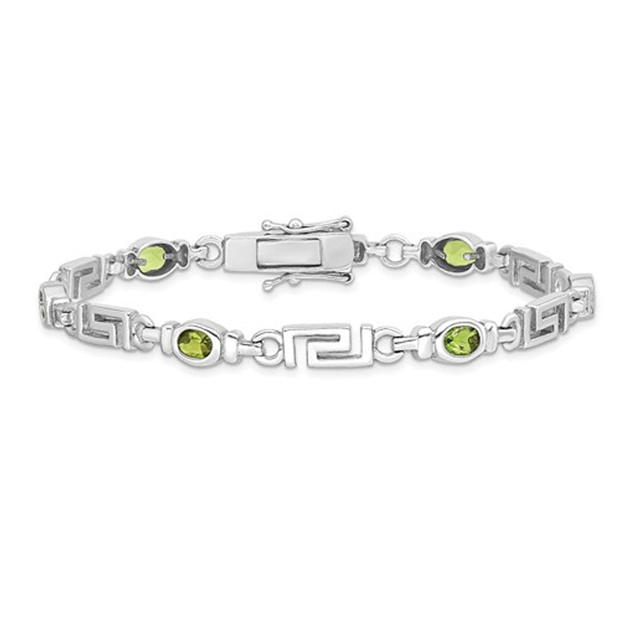 1/3 Carat (ctw) Peridot Greek Key Bracelet in Sterling Silver Image 1