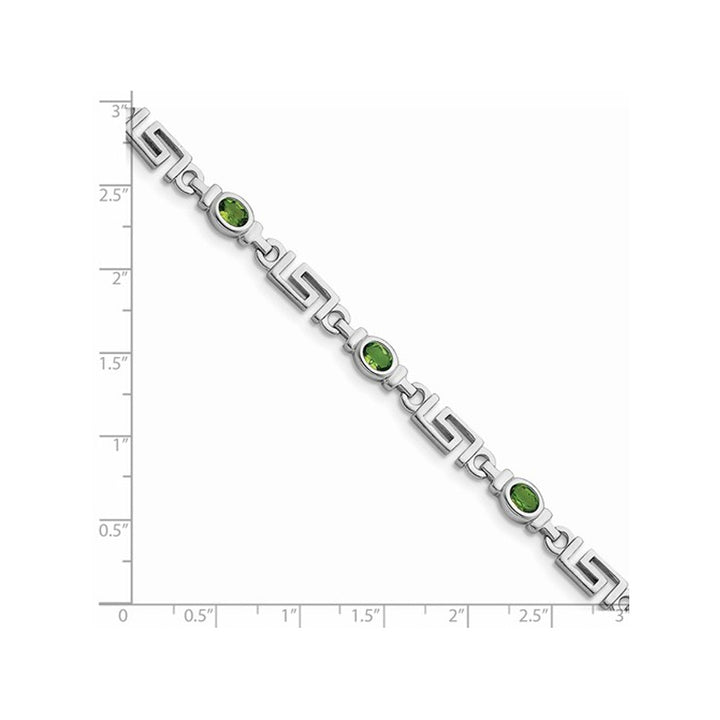 1/3 Carat (ctw) Peridot Greek Key Bracelet in Sterling Silver Image 2