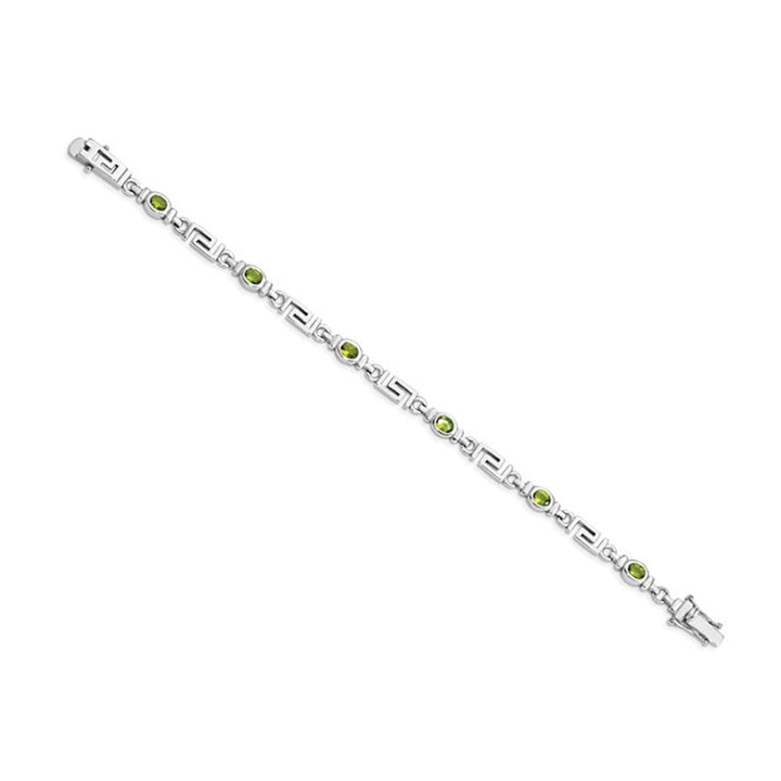 1/3 Carat (ctw) Peridot Greek Key Bracelet in Sterling Silver Image 3