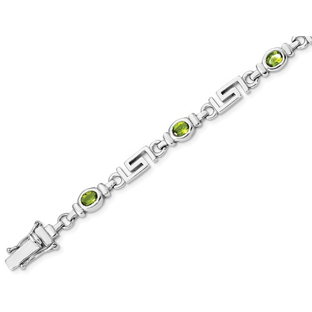 1/3 Carat (ctw) Peridot Greek Key Bracelet in Sterling Silver Image 4