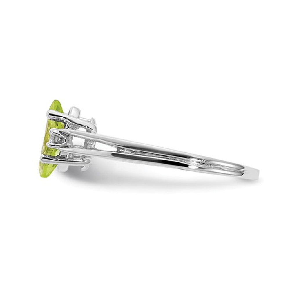 Ladies Natural Marquise-Cut Peridot Ring 3/5 Carat (ctw) in 14K White Gold with Accent Diamonds Image 4