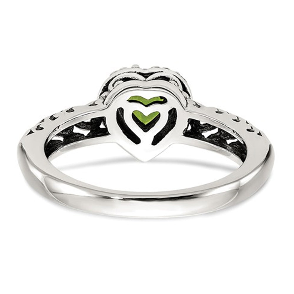 Natural Peridot 5mm Heart Ring in Sterling Silver Image 2