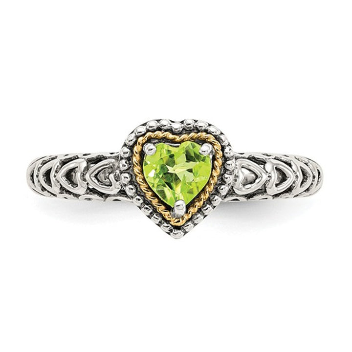 Natural Peridot 5mm Heart Ring in Sterling Silver Image 3