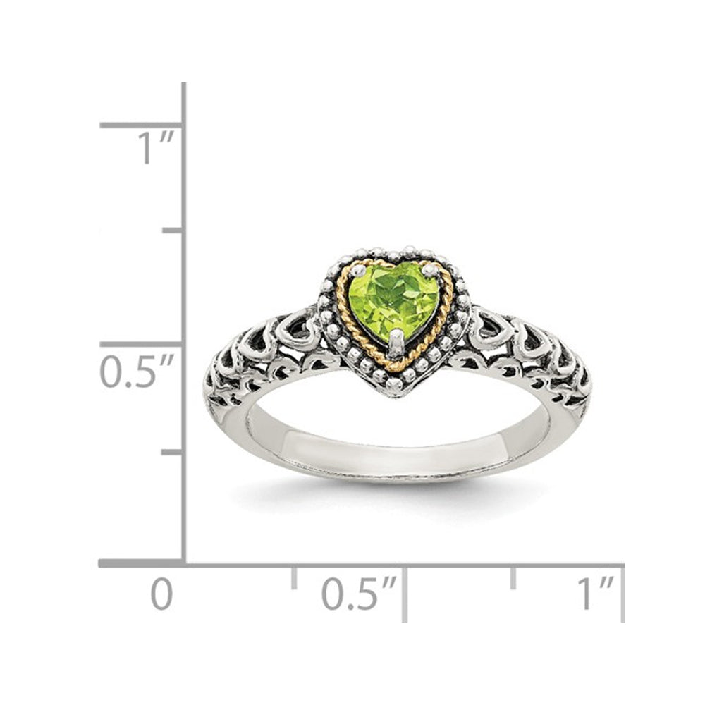 Natural Peridot 5mm Heart Ring in Sterling Silver Image 4