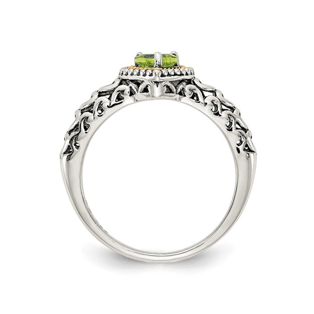 Natural Peridot 5mm Heart Ring in Sterling Silver Image 4