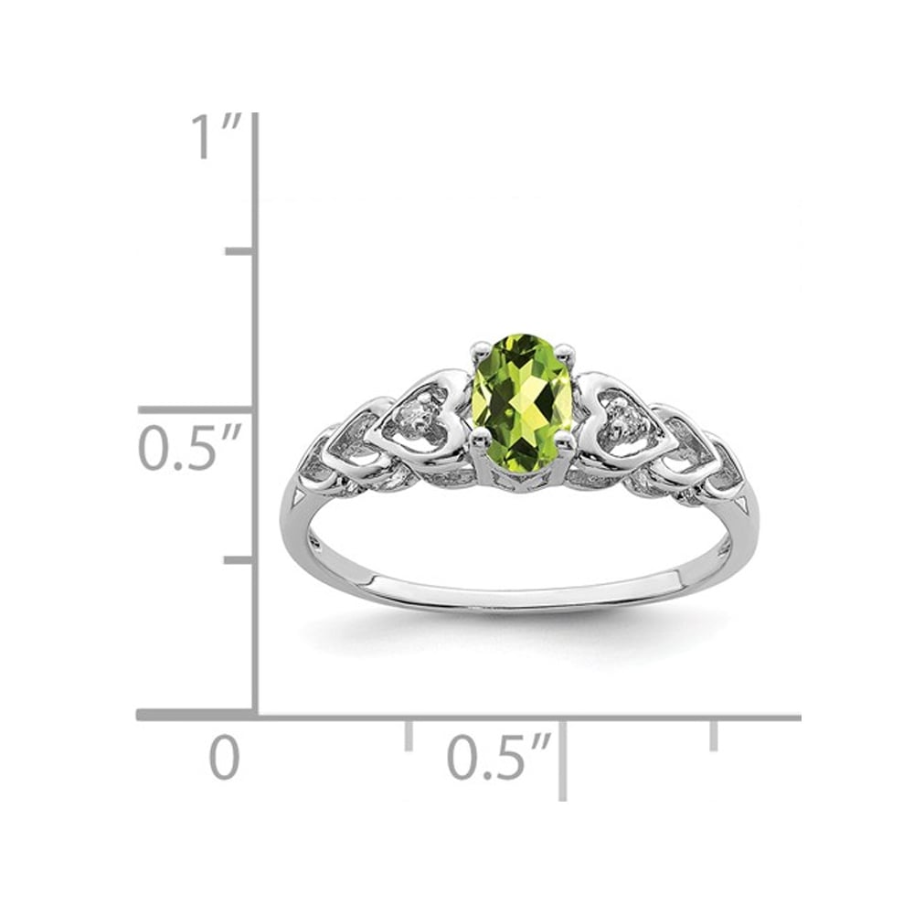 3/5 Carat (ctw) Oval Cut Peridot Heart Promise Ring in Sterling Silver Image 2