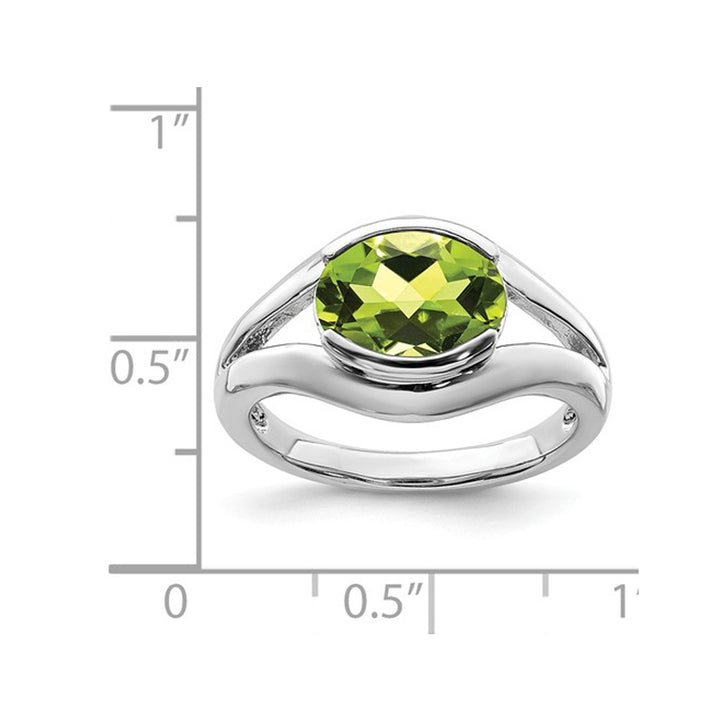 2.60 Carat (ctw) Oval-Cut Peridot Ring in Sterling Silver Image 2