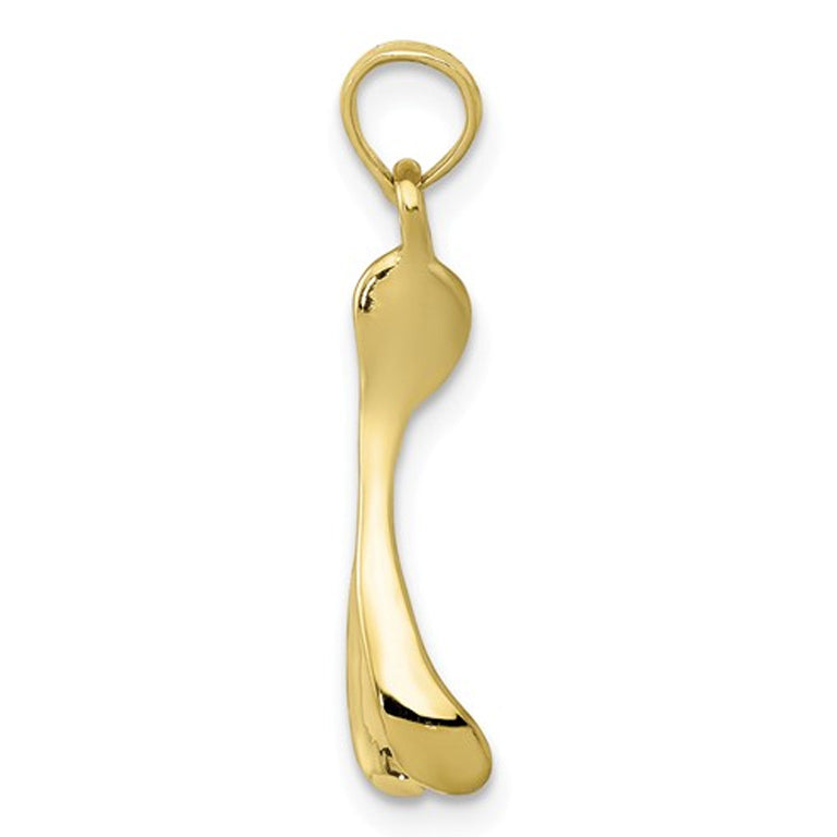 10K Yellow Gold Polished Wishbone Charm Pendant Necklace with Chain Image 4