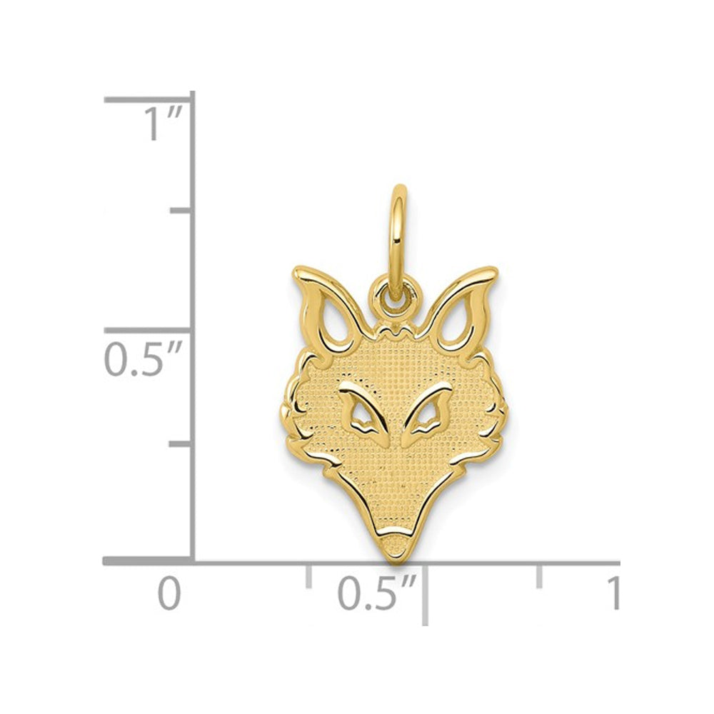 10K Yellow Gold Polished Small Fox Head Charm Pendant Necklace with Chain Image 2