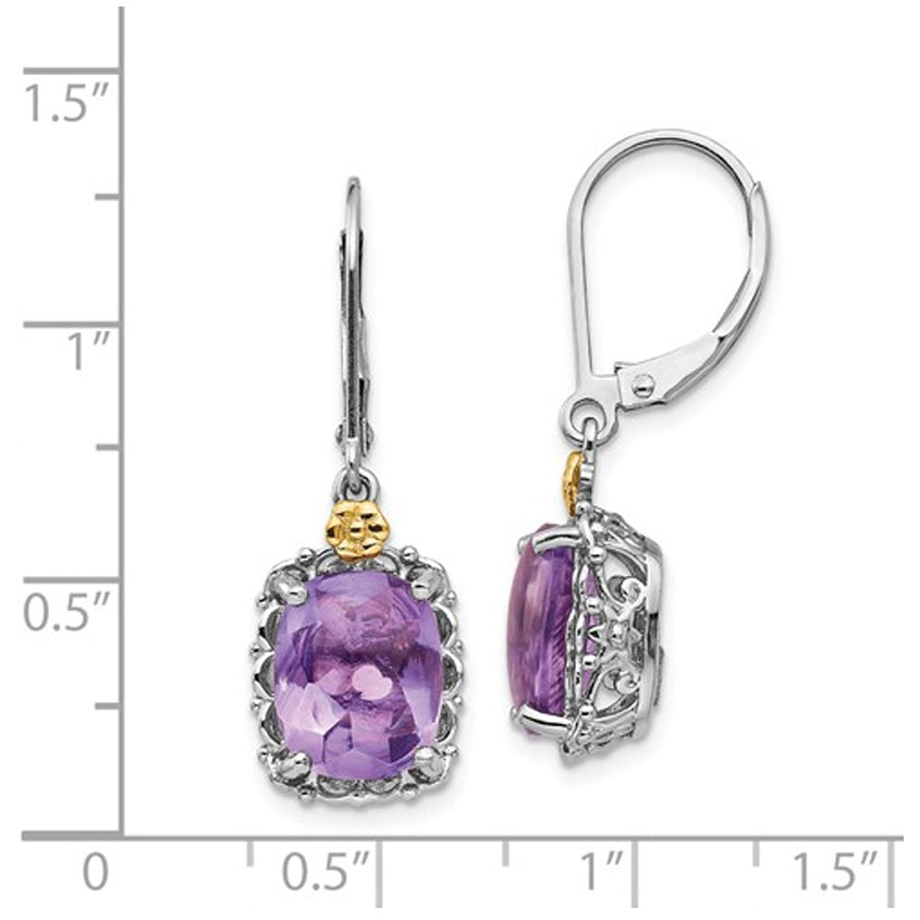 5.00 Carat (ctw) Natural Amethyst Drop Leverback Earrings in Sterling Silver Image 2