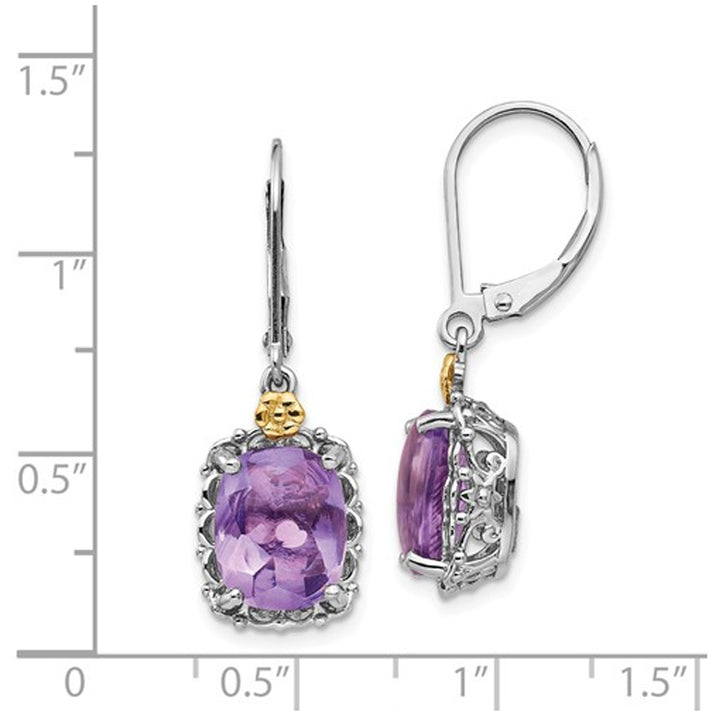 5.00 Carat (ctw) Natural Amethyst Drop Leverback Earrings in Sterling Silver Image 2