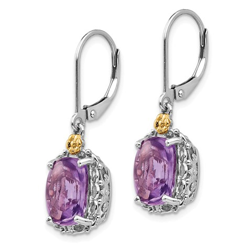 5.00 Carat (ctw) Natural Amethyst Drop Leverback Earrings in Sterling Silver Image 3