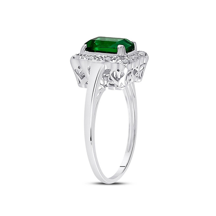 1.75 Carat (ctw) Lab Created Green Emerald Ring in 10K White Gold Image 2