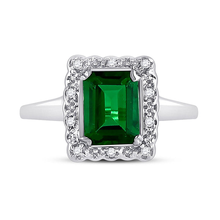 1.75 Carat (ctw) Lab Created Green Emerald Ring in 10K White Gold Image 3