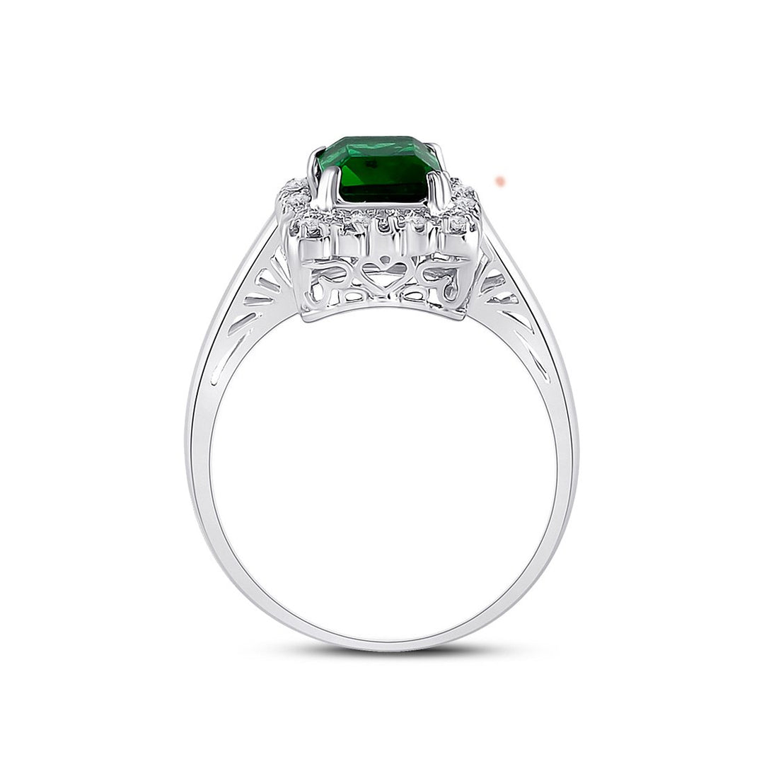 1.75 Carat (ctw) Lab Created Green Emerald Ring in 10K White Gold Image 4