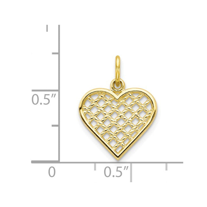 10K Yellow Gold Weave Heart Pendant Necklace with Chain Image 2