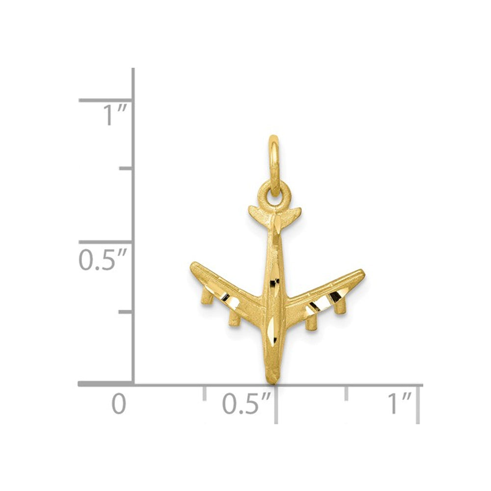 10K Yellow gold Airplane Charm Pendant Necklace with Chain Image 2