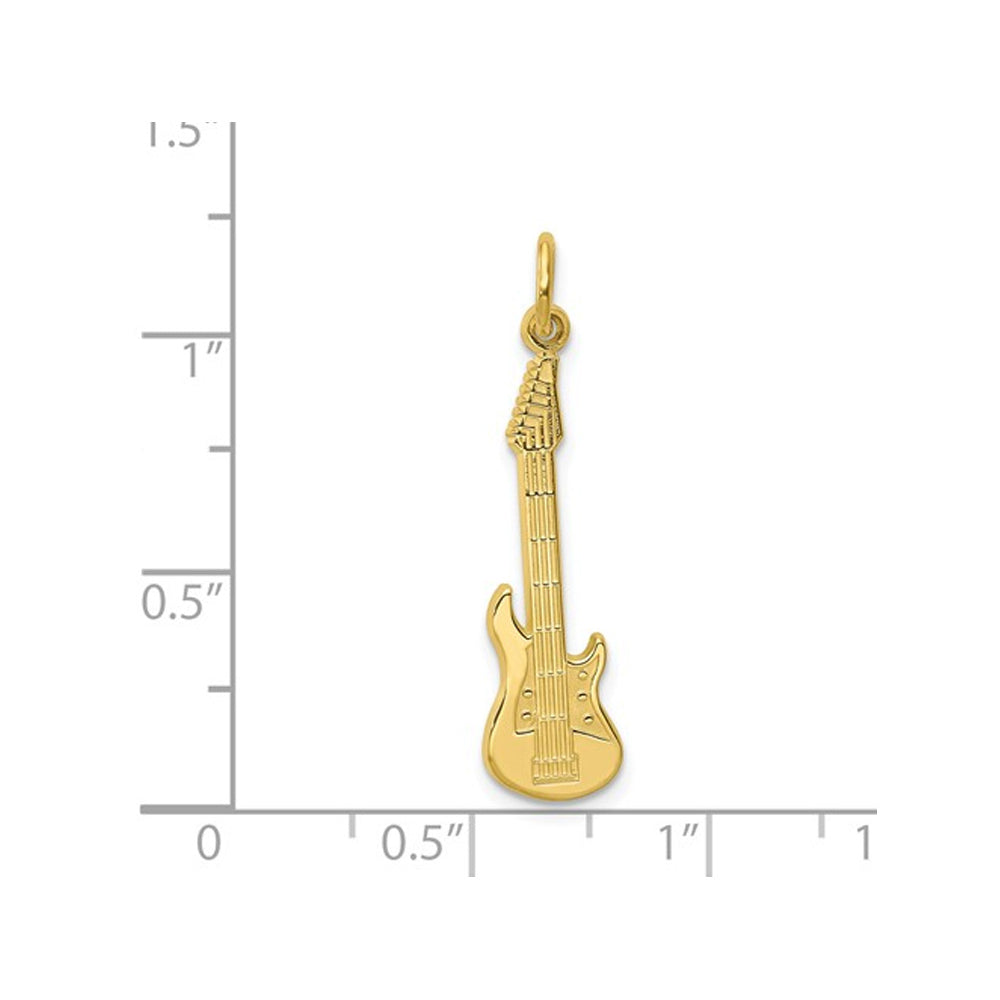 10K Yellow Gold Guitar Charm Pendant Necklace with Chain Image 2