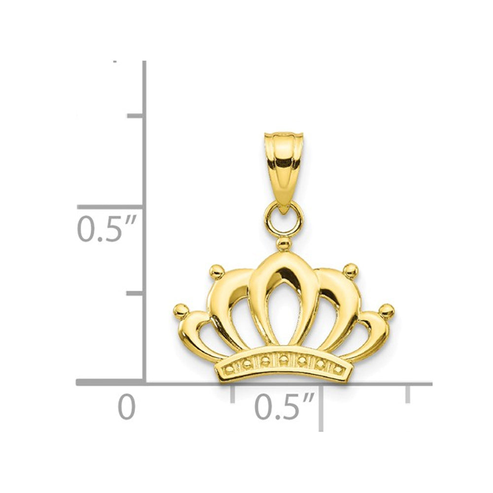 10K Yellow Gold Crown Charm Pendant Necklace with Chain Image 3