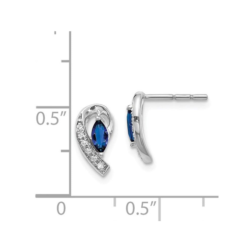 1/3 Carat (ctw) Natural Blue Sapphire Earrings in 14K White Gold Image 2