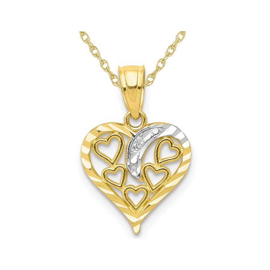 10K Yellow Gold Heart Pendant Necklace with Chain Image 1