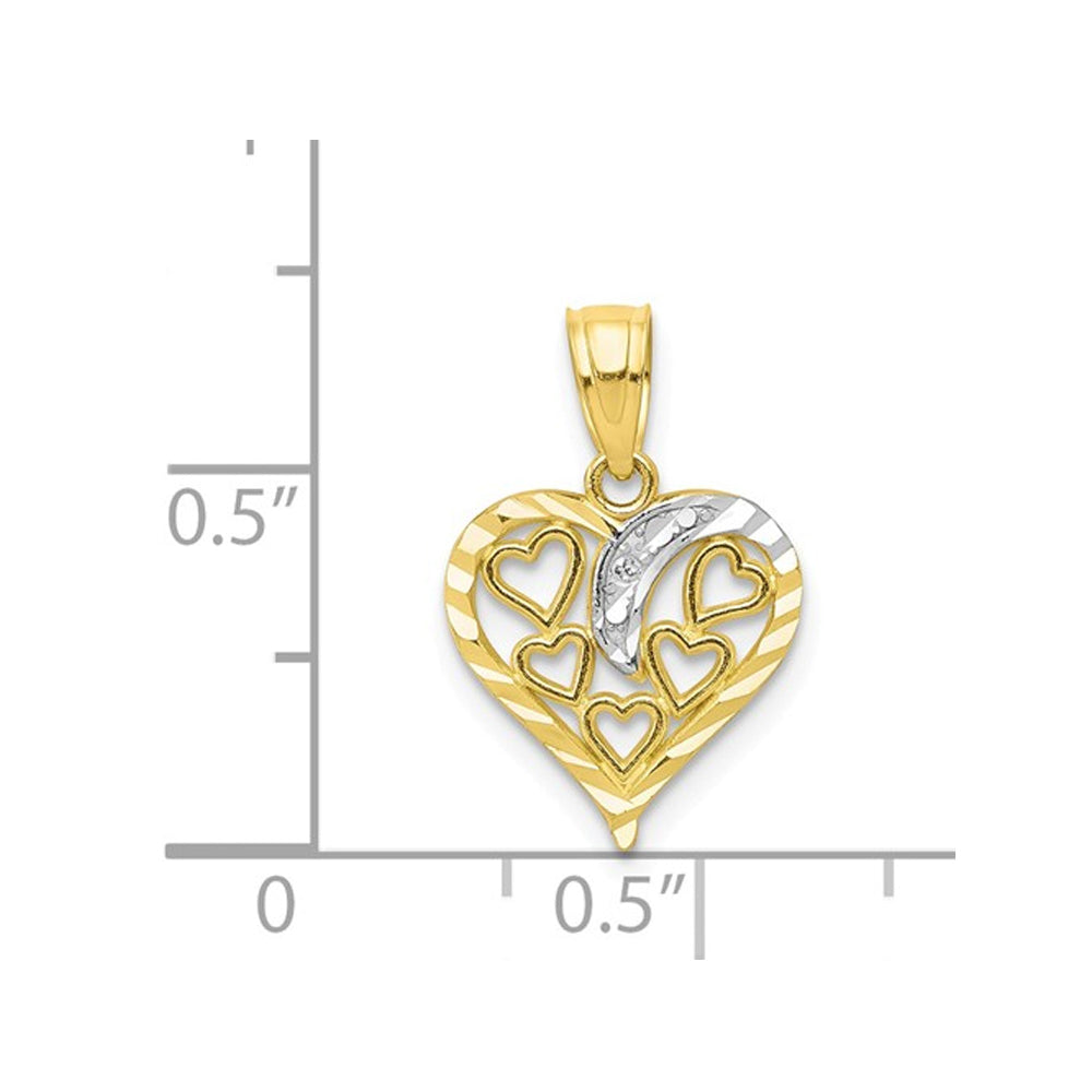 10K Yellow Gold Heart Pendant Necklace with Chain Image 2