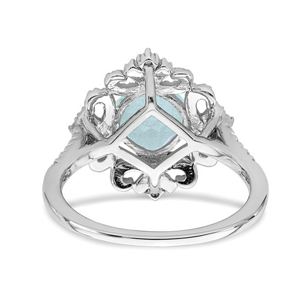 1.75 Carat (ctw) Natural Aquamarine Engagement Ring in 14K White Gold with Diamonds Image 4