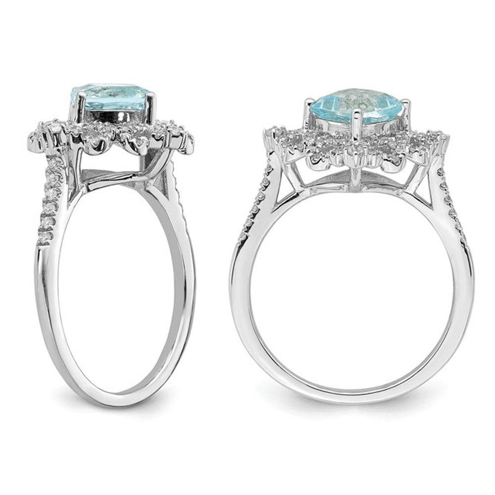 1.75 Carat (ctw) Natural Aquamarine Engagement Ring in 14K White Gold with Diamonds Image 4