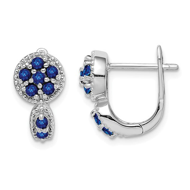 4/5 Carat (ctw) Natural Blue Sapphire Cluster Earrings in Sterling Silver Image 1