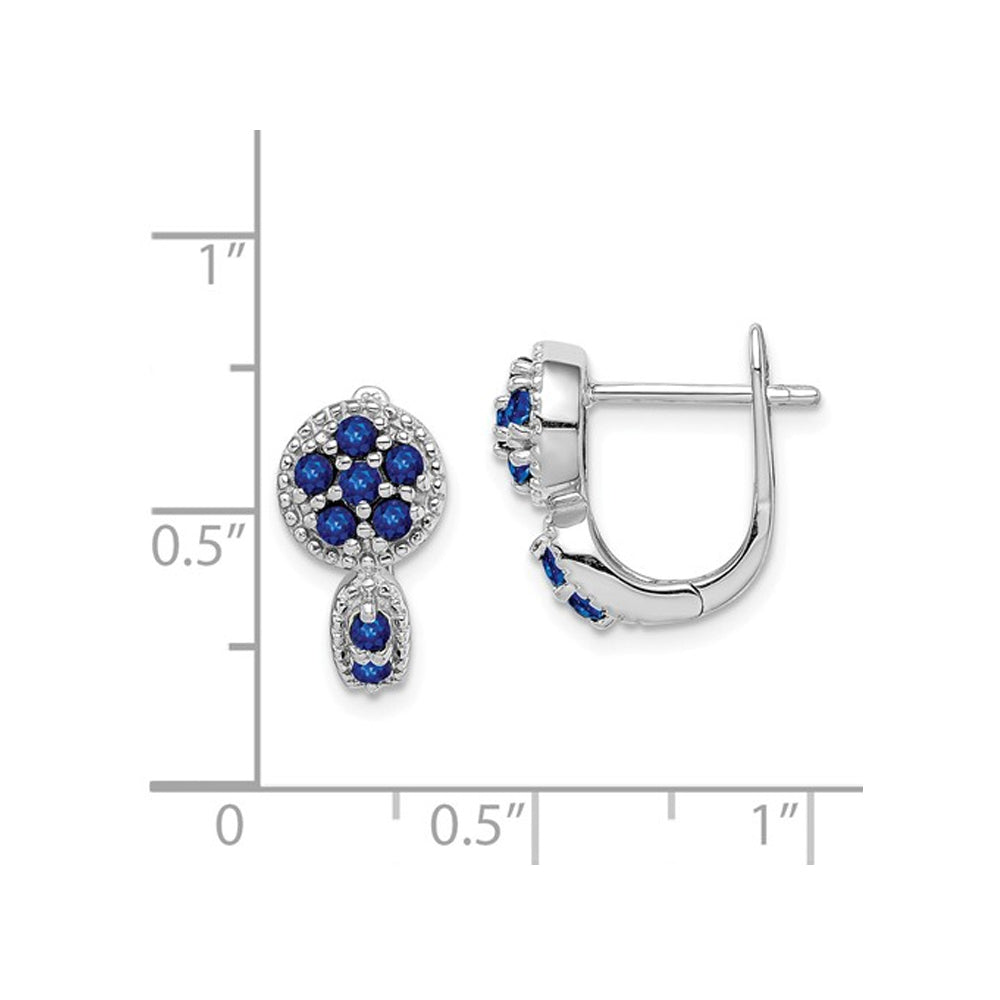 4/5 Carat (ctw) Natural Blue Sapphire Cluster Earrings in Sterling Silver Image 2