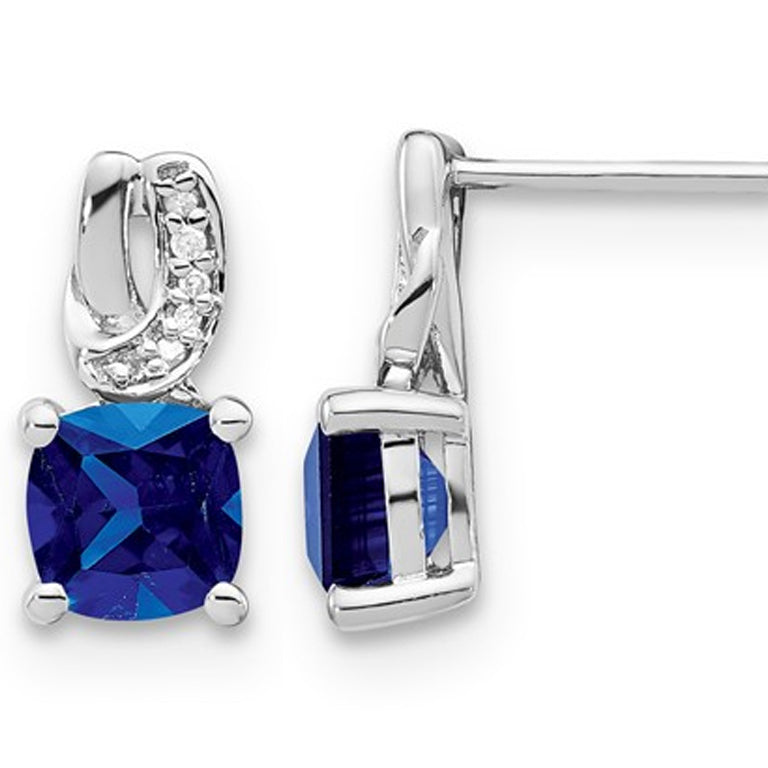 2.40 Carat (ctw) Lab Created Blue Sapphire Earrings in Sterling Silver Image 1